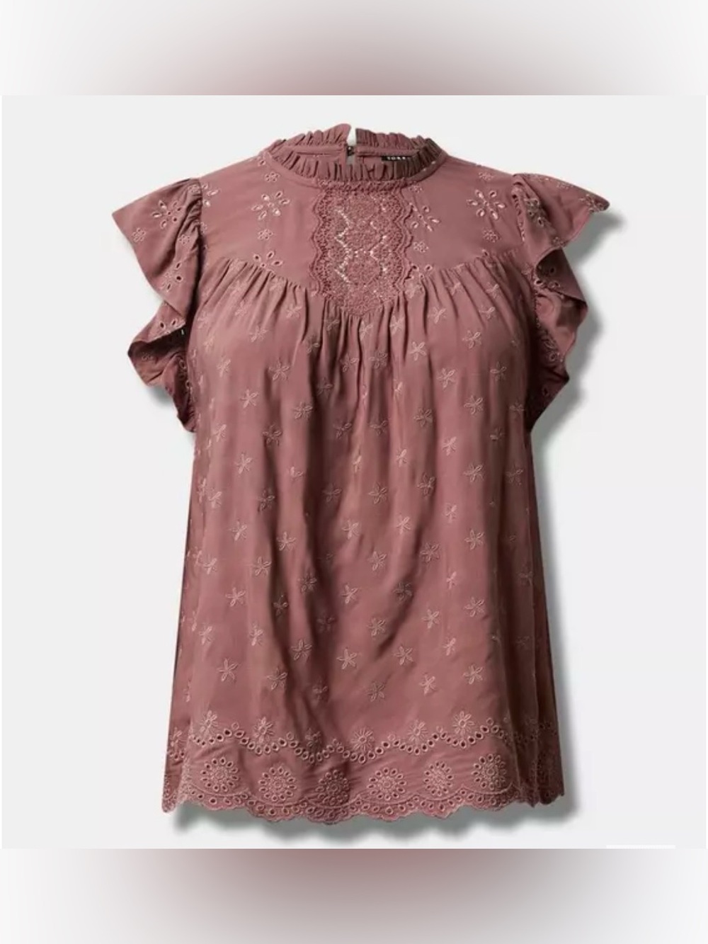 Torrid Festive Coquette Eyelet Ruffle Peep Sleeve Blouse Size 5X